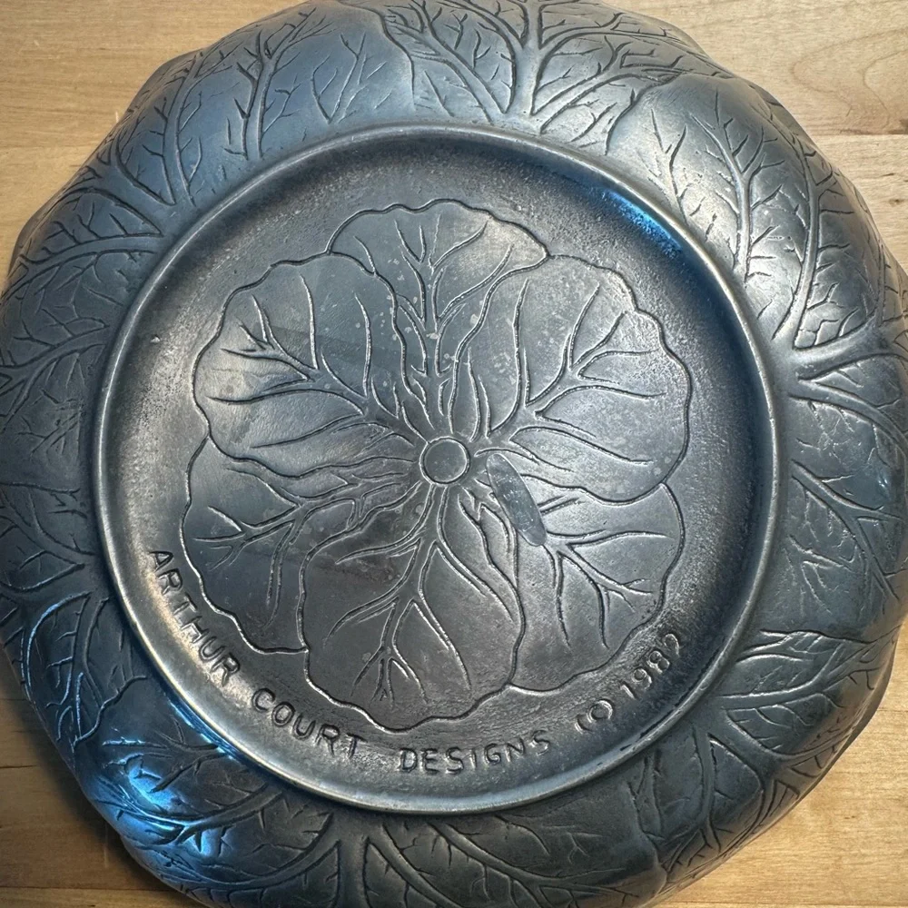 Vintage Arthur Court 1982 Cabbage Leaf Bowl Textured Aluminum 8” Collectible